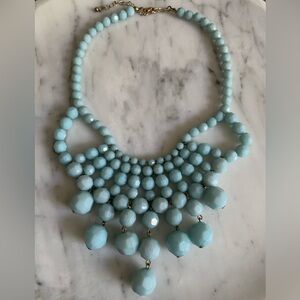 Y2K Retro Elegant Baby Blue Chunky Statement Beaded Necklace